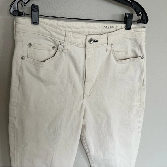 NWOT Rag & Bone Nina High Rise Ankle Slim Straight Cigarette Jeans Ecru Denim 32 - Picture 4 of 11